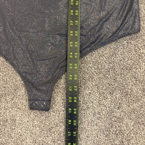 Express Women's Body Contour Bodysuit Size XL Shine One Shoulder Long Sleeve NWT - Picture 14 of 16